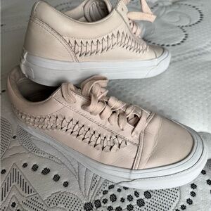 Vans Women's Pale Pink Woven Leather Low-Top Sneakers